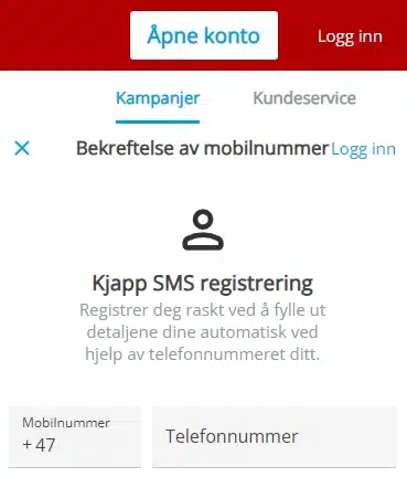 Registrer Spillekonto hos NorgesSpill