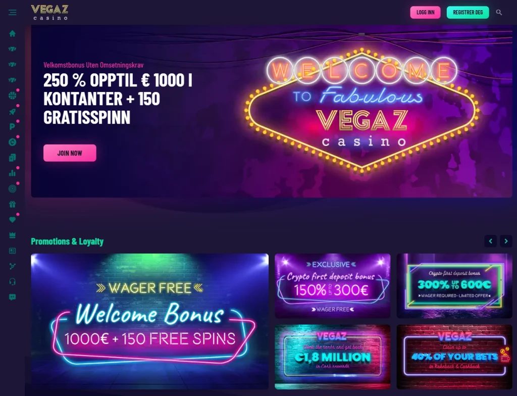 Vegaz Casino forside