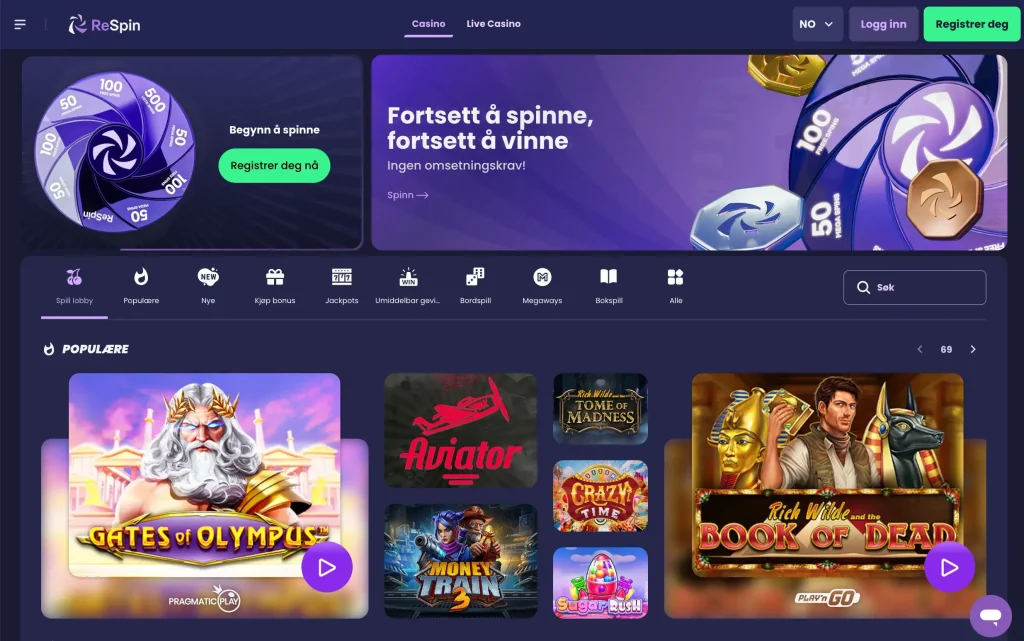 Respin casino Trygt Norsk Casino