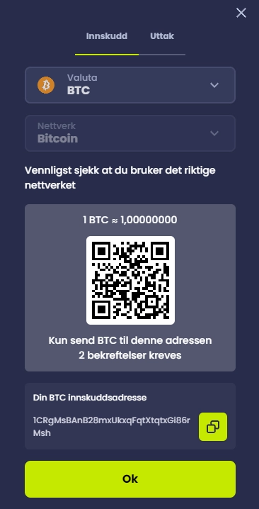 EpicBet Betalninger Kryptovaluter