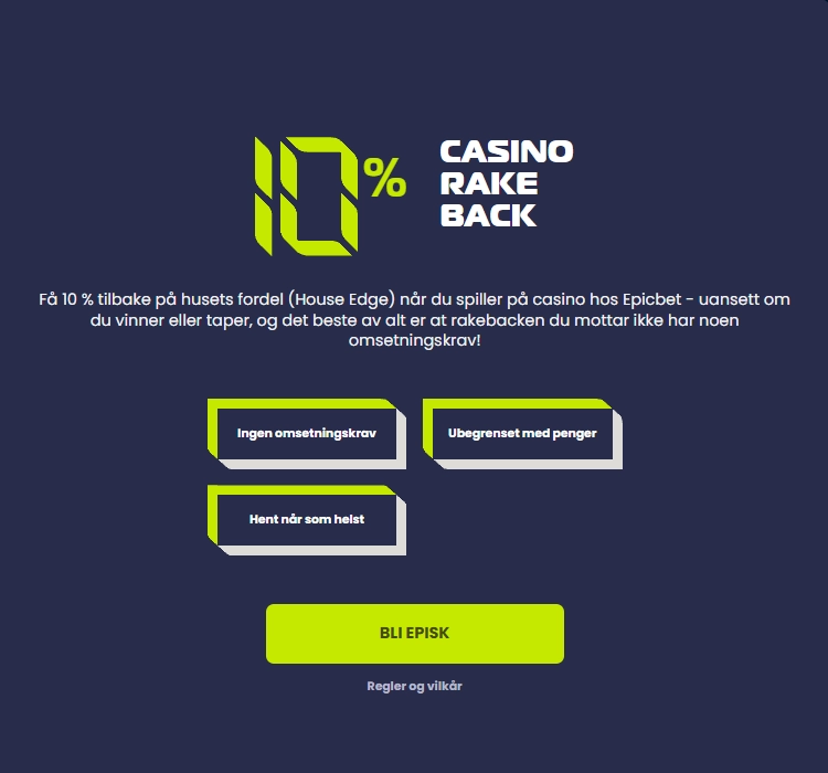 EpicBet Casino Rakeback bonus