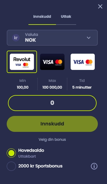 EpicBet.com Betalninger Innskudd