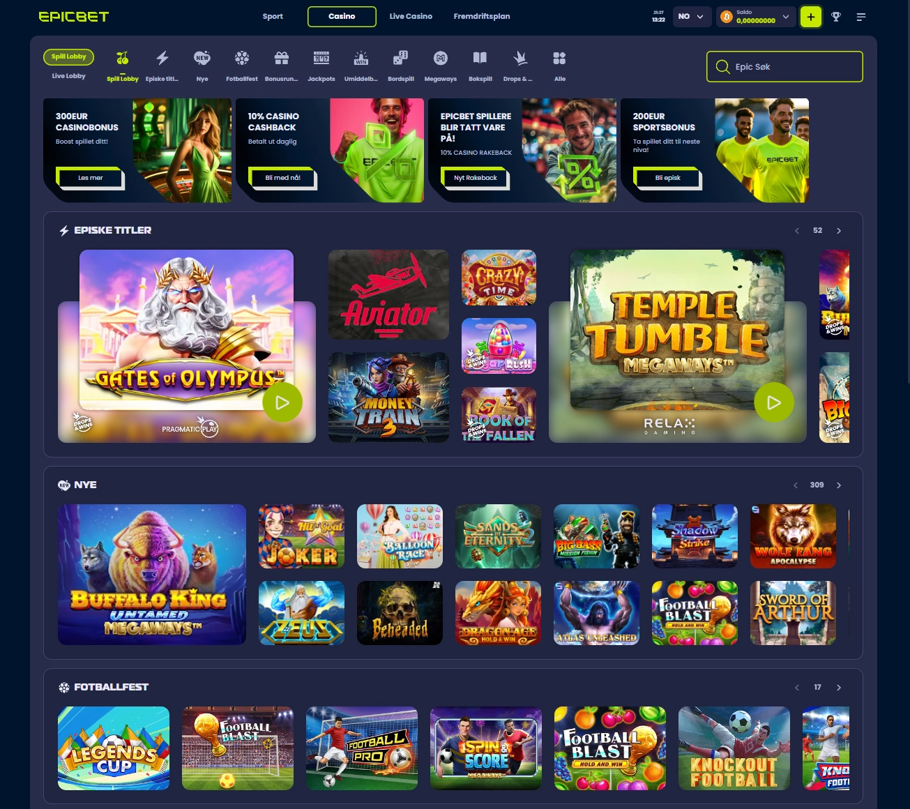 Epicbet Casino Casino og Spilleautomater