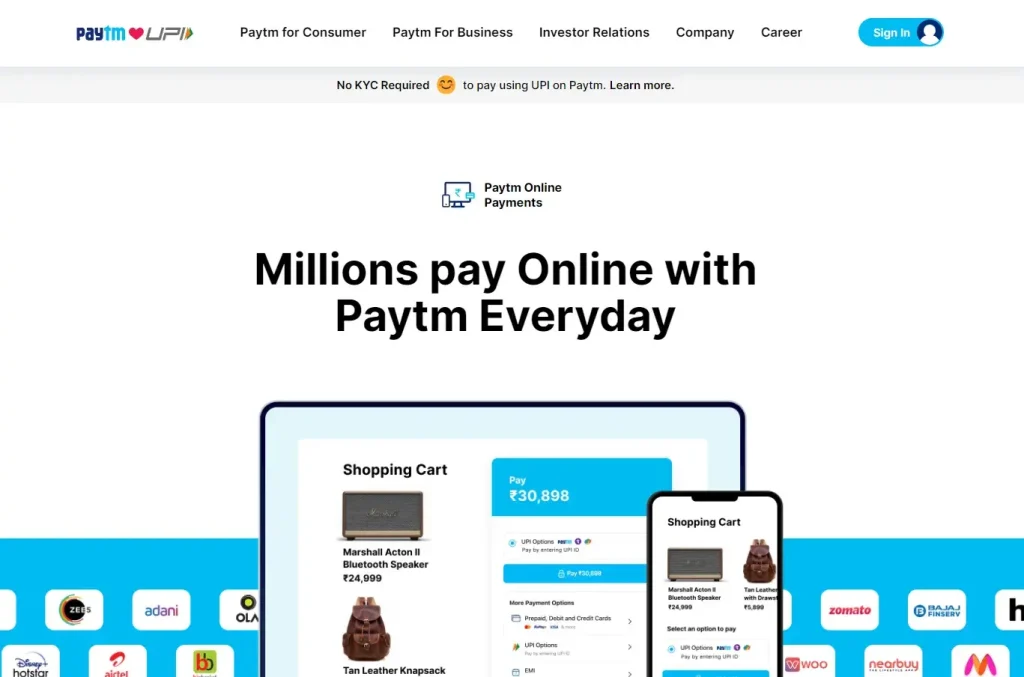 paytm hovedside