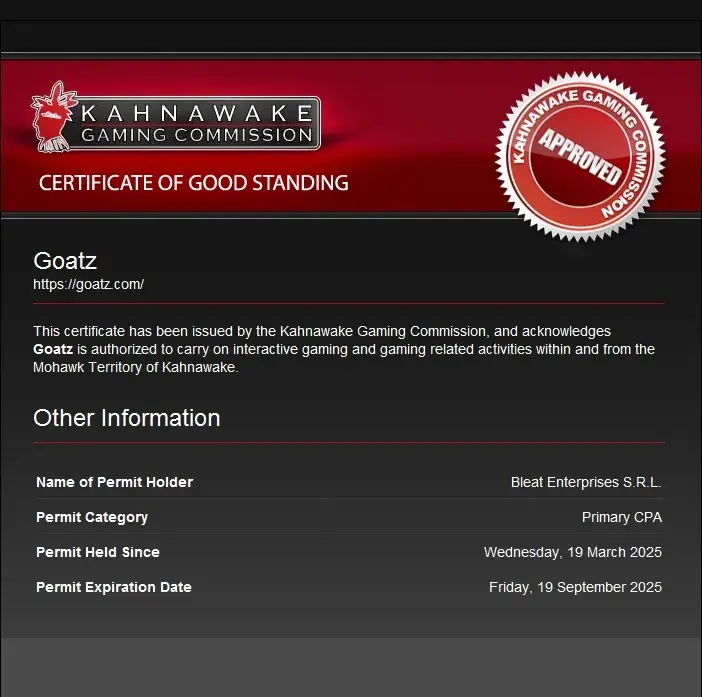 Goatz Casino Lisens
