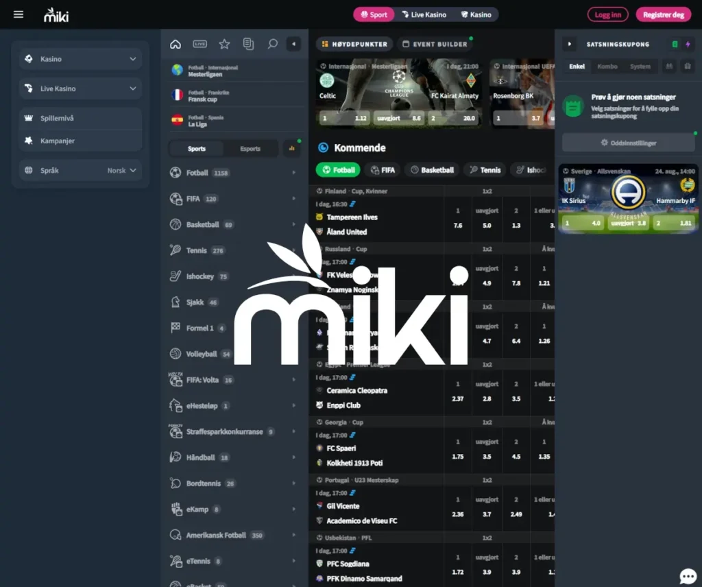 Miki Casino Sportsbook og odds