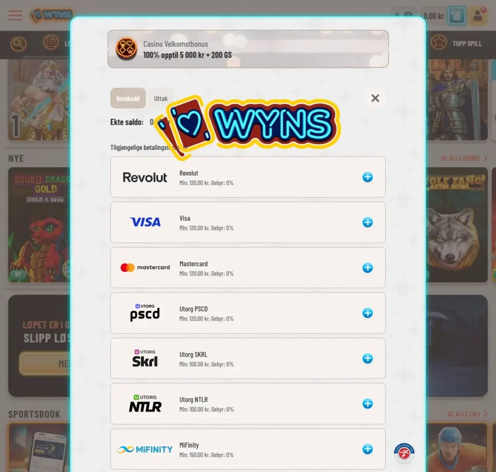 Wyns Casino Betalninger