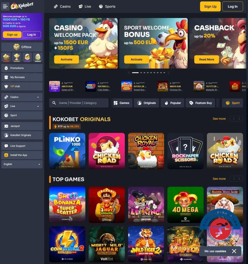 Kokobet Casino Anmeldelse 2 Kokobet Casino Forside Raskecasinoer.com