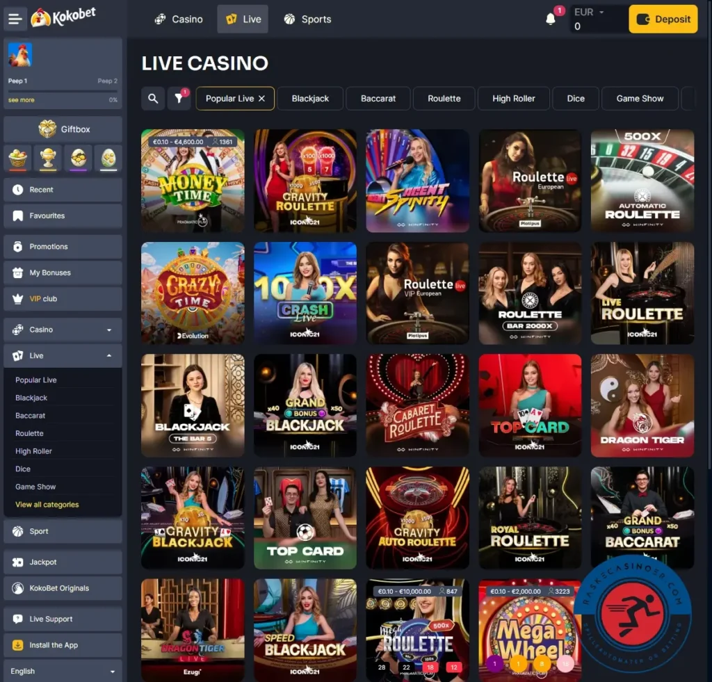 Kokobet Casino Anmeldelse 8 Kokobet Casino Live casino Raskecasinoer.com