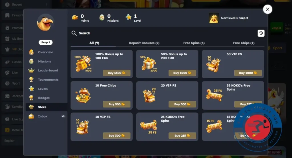 Kokobet Casino Anmeldelse 15 Kokobet Casino VIP butik Raskecasinoer.com