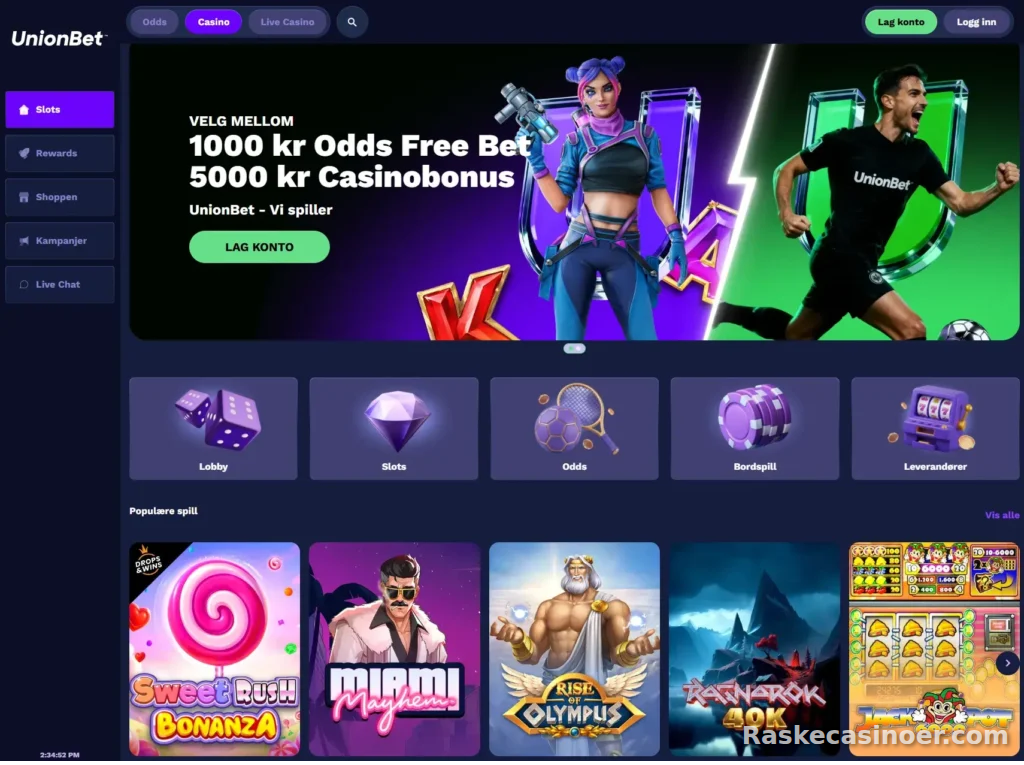 Unionbet Anmeldelse 1 Unionbet Casino Oversikt