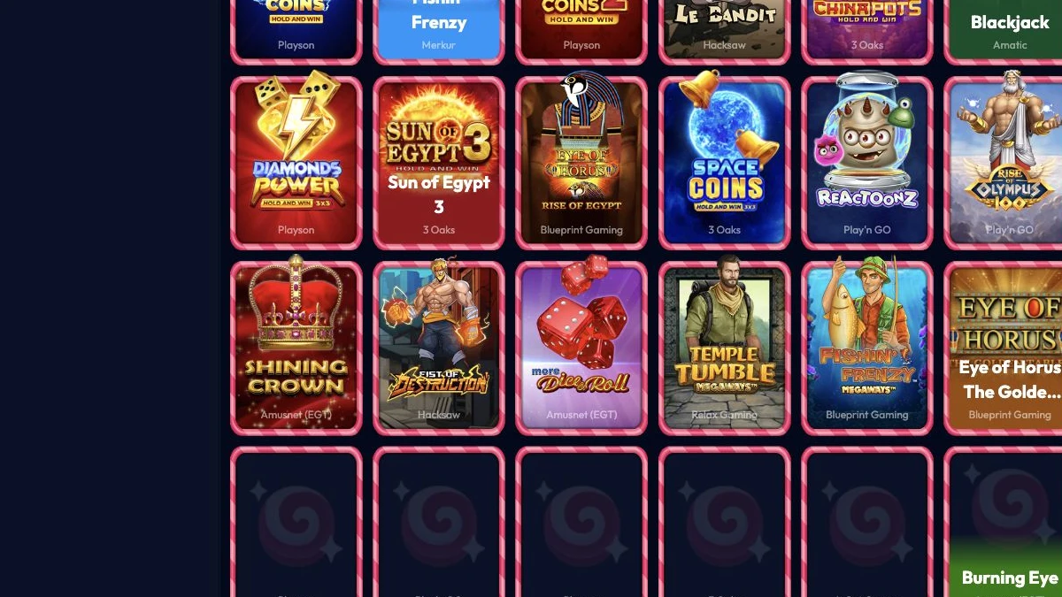 Gambiva casino lobby og spillfiltre