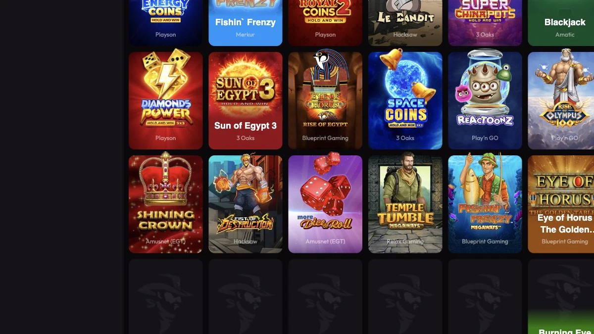 Mad Casino casino lobby og spillfiltre