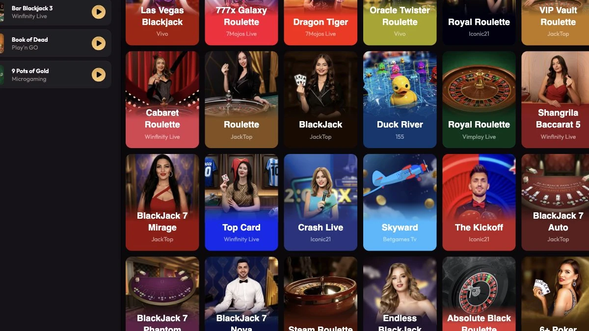 Mad Casino live casino lobby