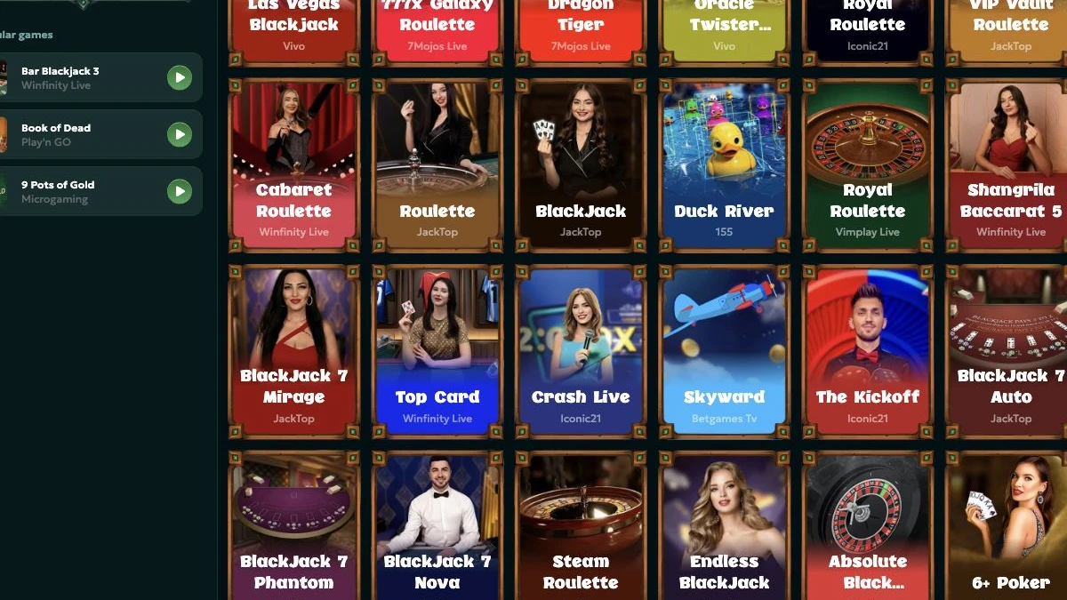 Rivo live casino lobby