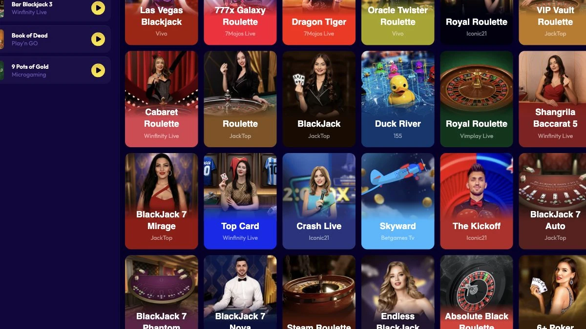 Slottio live casino lobby