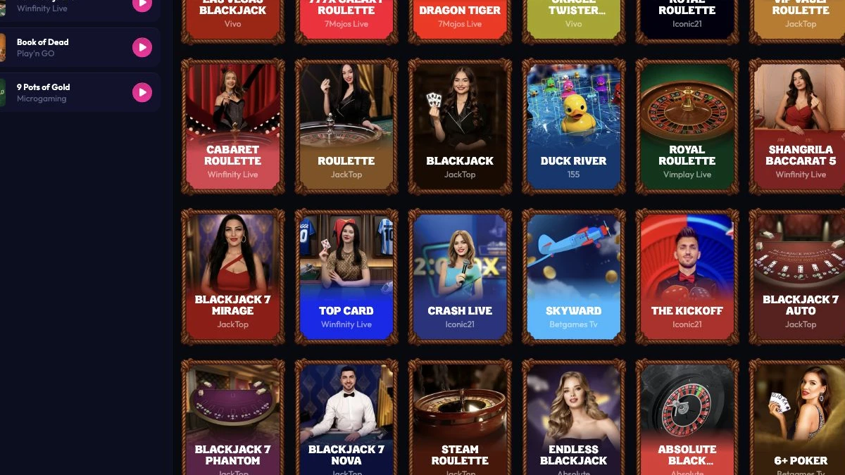 Wildzy live casino lobby