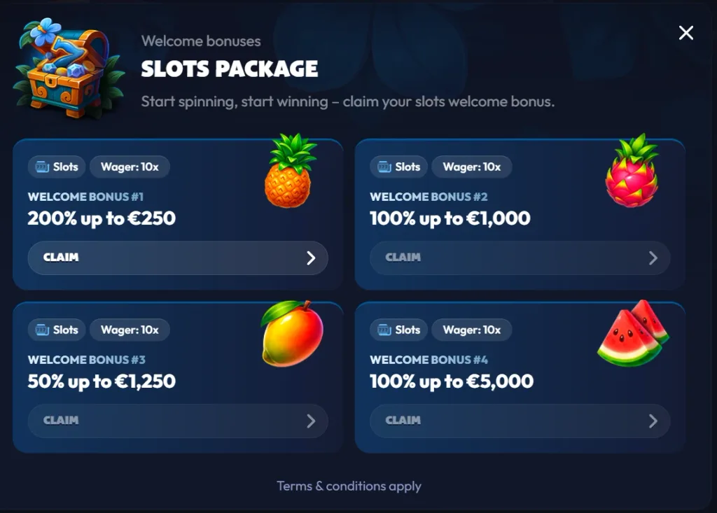 Seven Casino - Slots Package velkomstbonuser 1-4, august 2026